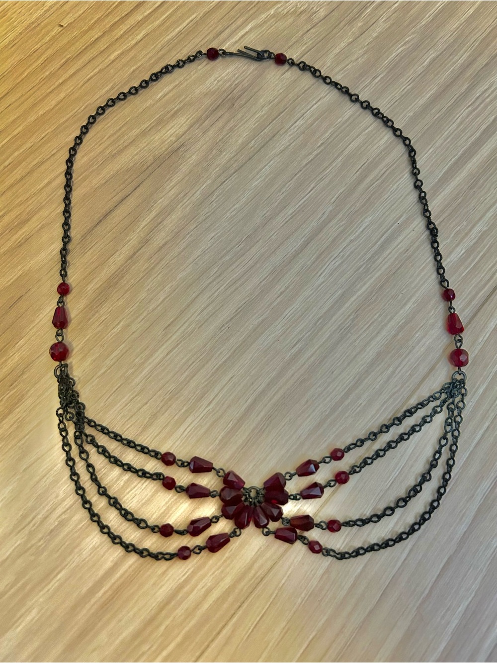 Victorian style vintage necklace with red beads